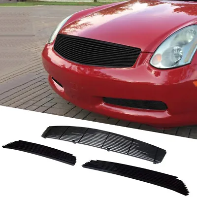 Front Billet Grille  Black Grill Insert Combo Fits 2005-2006 Infiniti G35 Sedan  • $91.99