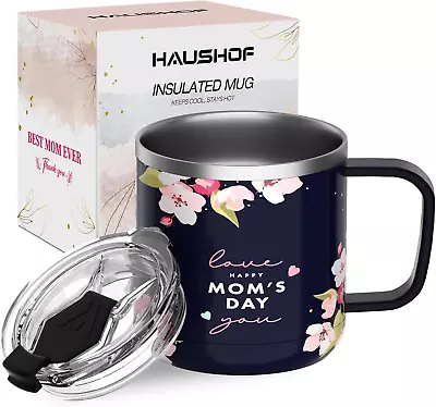 Happy Mothers Day Mom Mug With Lid14Oz Insulated Coffee Mug Handle Best Mom NEW • $15.88