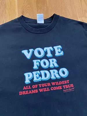 Vintage Napoleon Dynamite Vote For Pedro Movie Promo Funny T Shirt Black Mens XL • $15