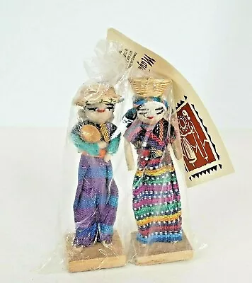 Maya Works Dolls Male Female Guatemala Standing Handcrafted 4 3/4in High Vintage • $6