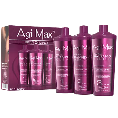 Agi Max Kera-X S'oller Semi Di Lino Hair Straightening Red Soller Treatment 3x1L • $139