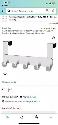 Ikea Over Door Hanger Peg Rack  • £9