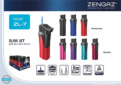 £4.49 • Buy ZENGAZ Slim Jet Lighters ZL-7 Refillable Windproof Turbo Lighter Assorted Colors