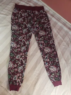 Vera Bradley Pajama Joggers Pants Cozy Bordeaux Blooms Floral M EUC • $20.50