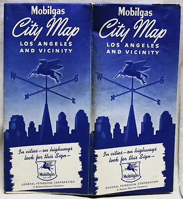 Mobilgas Service Station City Street Map Of Los Angeles California 1940 Vintage • $9.99