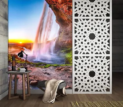 3D Sunset Waterfall 5748 Wall Paper Wall Print Decal Deco Wall Mural CA Romy • $12.55