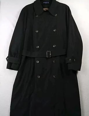 Ralph Lauren Mens 38S Long Belted Microfiber Trench Coat Black With Wool Liner • $55.99