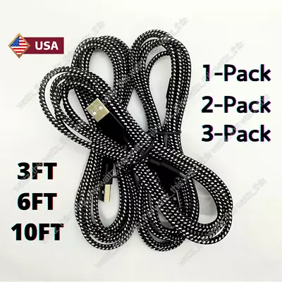 3/6/10Ft Braided Micro USB Cable Samsung S7 S6 LG Android Charger Charging Cord • $7.55