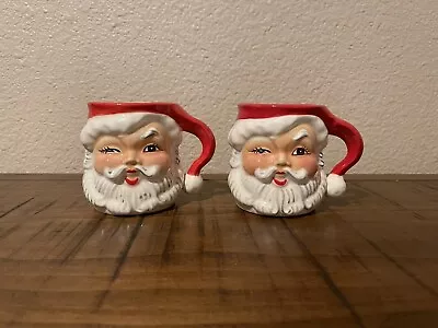 Vintage Christmas 1950’s Napco Winking Santa Mugs 3.5” Set Of 2 KDX244/TJ • $46