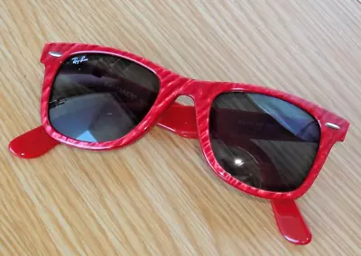 Ray-Ban Wayfarer RB 2140 992 Red Marble Glossy 50mm G-15 Lens-Mint+Case+Cloth+Bx • $85