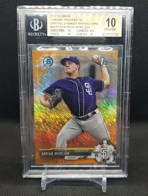 2017 Bowman Chrome Adrian Morejon Orange Shimmer #/25 BGS 10 Pristine • $75