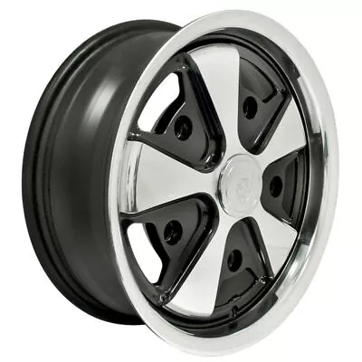 15  X 4-1/2  Vw Bug 5 Lug Black/Polished Empi 911 Alloy Wheel W/ Cap-Valve Stem • $258.95