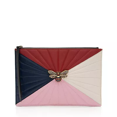 Gucci Quilted Leather Queen Margaret Bee Zip Clutch • $980