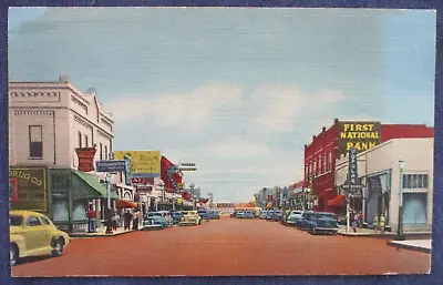 1940s Las Cruces New Mexico Main Street & First National Bank Postcard • $4.50