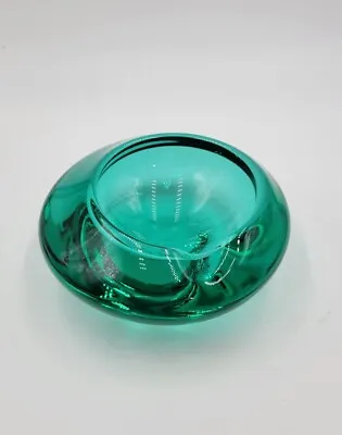 MURANO Vibrant Teal Green Art Glass Bowl Ashtray Single Slot  • $34.95