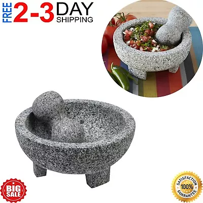 Vintage Granite Stone Mortar And Pestle Molcajete Mexican Salsa Bowl 6 Inch • $24.79