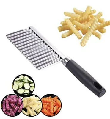 £2.99 • Buy New Crinkle Cutter Stainless Steel Potato Chip Salad Vegetable Wavy Chopper 