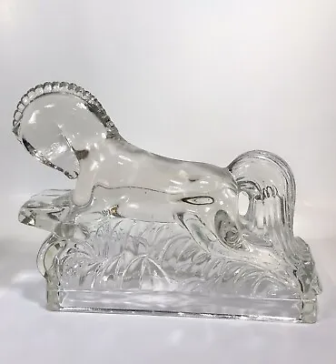 LE Smith Running Horse Bookend Clear Glass Art Deco Vintage • $27.90