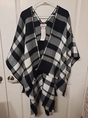 Pink Lily Boutique Women's Cardigan Cape Small White/Black Check Size Small • $28.14