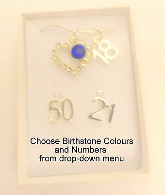 £5.70 • Buy BirthStone & Crystal Heart Birthday Necklace Number Charm In Gift Box & Bag