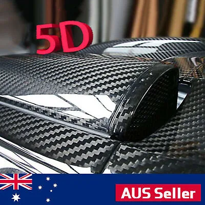 60cm X1.52M 6D Gloss Black Carbon Fibre Fiber Vinyl Car Wrap Air Release Film AU • $14.29