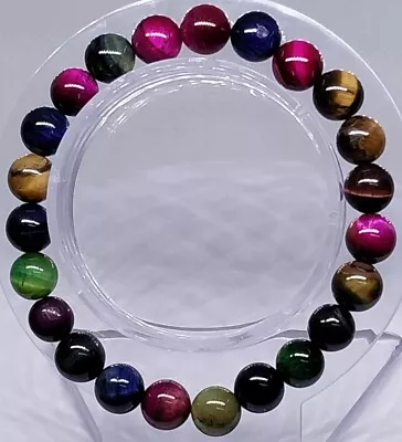 £4.95 • Buy Handmade Ladies Gemstone Bracelet Handmade Chakra Stretch Round Stone 8mm Beads