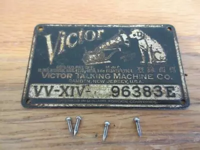 Antique 1916 Victor Talking Machine VV-XIV Phonograph Brass Emblem 96383E • $15.99