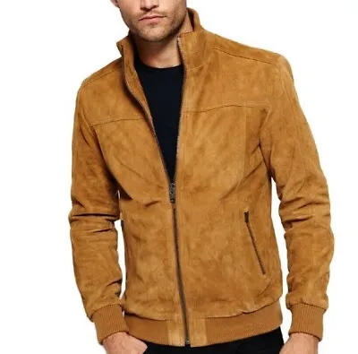 Trendy Men's Sheepskin Suede Leather Jacket Biker  Premium Casual Wear • $132.99