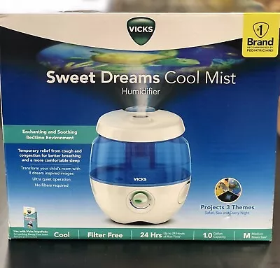 Vicks Sweet Dreams Cool Mist Ultrasonic Humidifier 1 Gallon Filter Free 24HR • $55