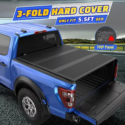 5.5FT 3-Fold Fiberglass Hard Truck Bed Tonneau Cover For 2015-2024 Ford F-150 • $382.80