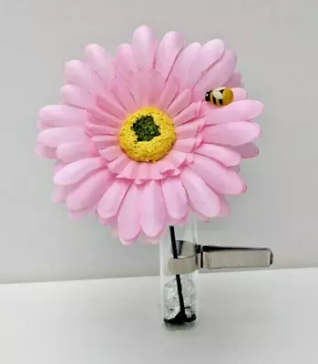 Clip On Dashboard Flower Vase Pink Gerbera Daisy Fits Any Car FREE CRYSTALS • £13.97