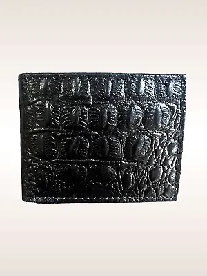 Mens Genuine Leather Wallet Bifold Crocodile Print Card Slots • $10.79