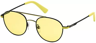 Diesel DL 0287 05J Black Yellow Round Aviator Sunglasses Frame 50-19-145 • $149.77