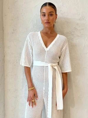 $110 • Buy Viktoria And Woods White Crochet Jumpsuit Sz 1 RRP $550