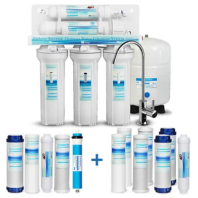 Geekpure 5 Stage Reverse Osmosis Water Filter System Wtih 7 Free Filters -75 GPD • $229.99