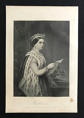 Steel Engraving British English Royalty Queen Victoria Alexandrina UK Hanover #2 • $19.99