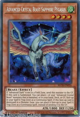 BLCR-EN016 Advanced Crystal Beast Sapphire Pegasus :: Secret Rare 1st Edition Mi • £2.09