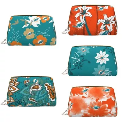 Miami Dolphins Leather Makeup Bag Cosmetic Storage Bag Printed Handbag • $18.99