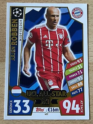 Match Attax Uefa Champions League 2017 2018 Arjen Robben Bayern UCL All Star XI • £0.99