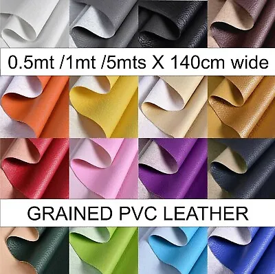 £9.59 • Buy PVC Textured FAUX LEATHER Grained LEATHERETTE Upholstery Fabric  1 Metre X 1.4mt