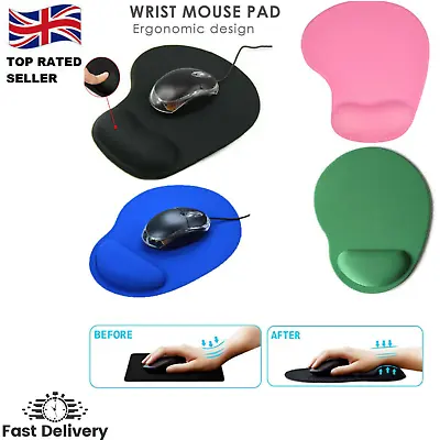 £3.39 • Buy Anti-slip Mouse Pad Mat With Foam Wrist Support Pc & Laptop Uk Seller