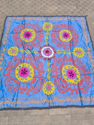 Suzani Wall Hanging Uzbek Handmade Embroidery 197x197 Cm 77 X77  Inch D-4A • $125