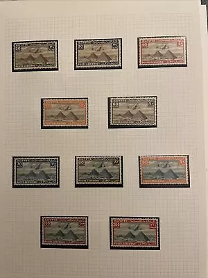 Egypt Stamps 1933 X 10 Handley Page HP42 Over Pyramids Postage Vintage Set 2 • £34