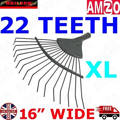 22 Tooth Lawn Rake Replacement Head Garden Carbon Steel Grass Leaves Leaf Lawn • £7.79