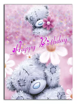 C435; Large Personalised Birthday Card; Custom Made For Any Name; Pink Teddy • £4.50