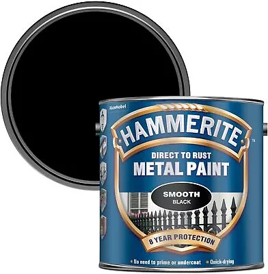 Hammerite Direct To Rust Metal Paint - Smooth Black Finish 2.5L • £51.70