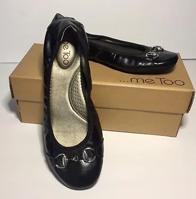 Me Too Limbo Leather Ballet Shoes Size 7 Flats Black Slip On Cushioned • $16.99