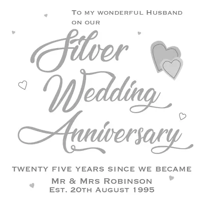 Personalised 25th Silver Wedding Anniversary Card Husband Wife Couple • £3.95