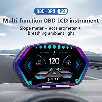 Smart Car OBD2 + GPS Gauge HUD Head-Up Digital Display Speedometer Turbo Alarm • $114.99