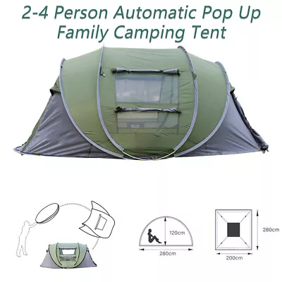 2-4 Person Automatic Pop Up Camping Tent Backpacking Instant Cabin Easy Set Up • $178